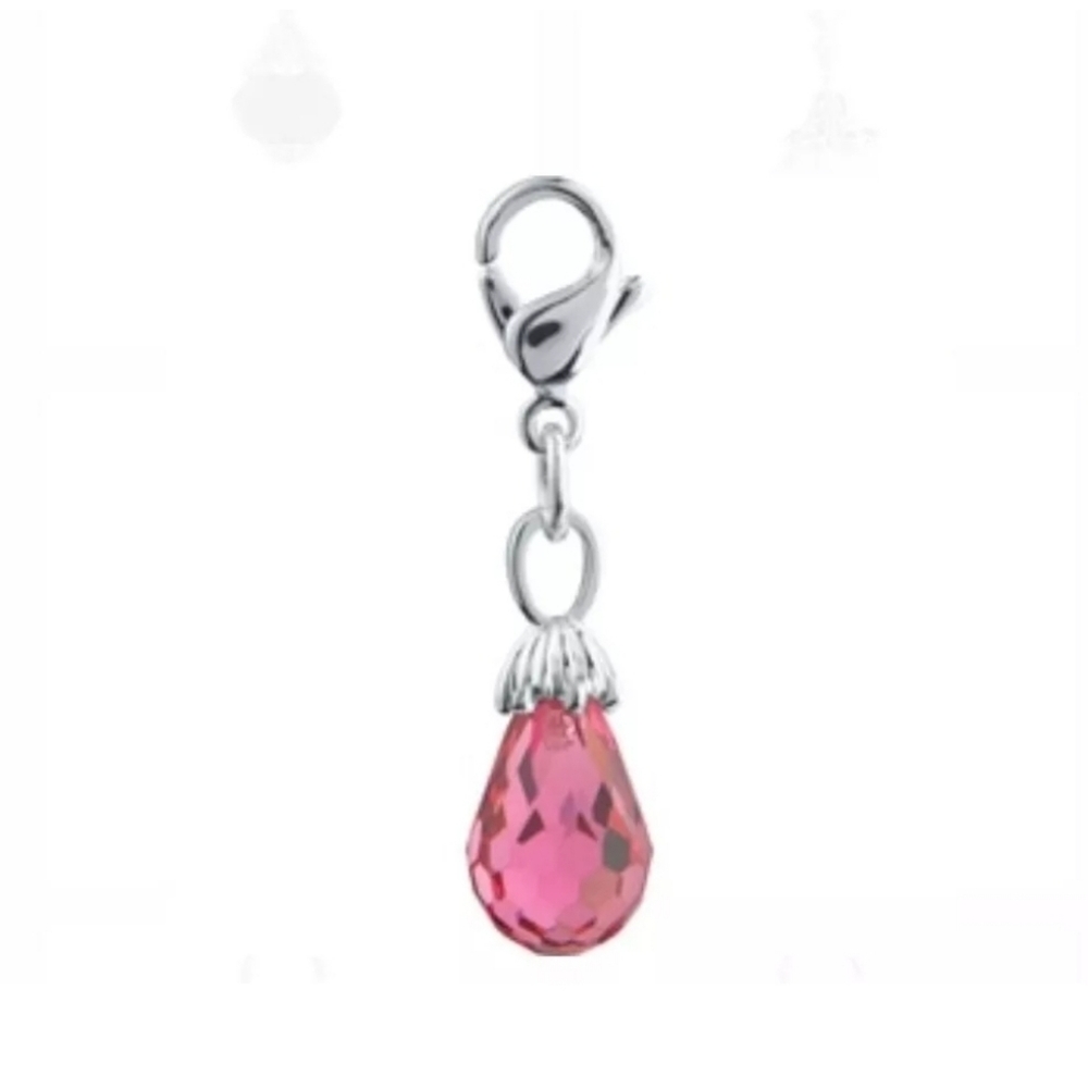 Origami Owl Pink Teardrop Swarovski Crystal Dangle Charm